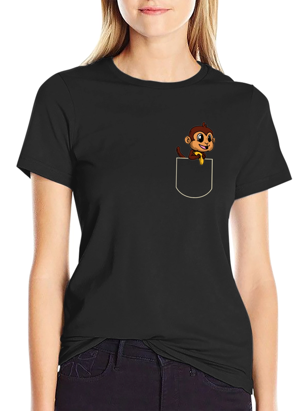 Monkey Pocket T-Shirt - Cute Cartoon Tee