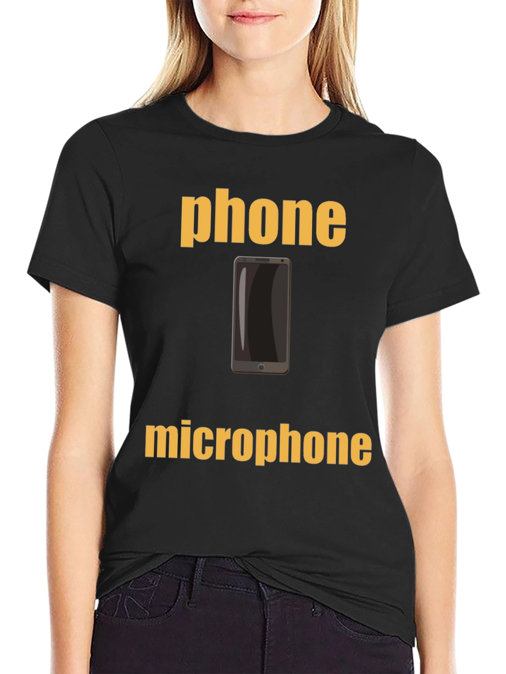 Phone Microphone Graphic Tee - Black Cotton T-Shirt