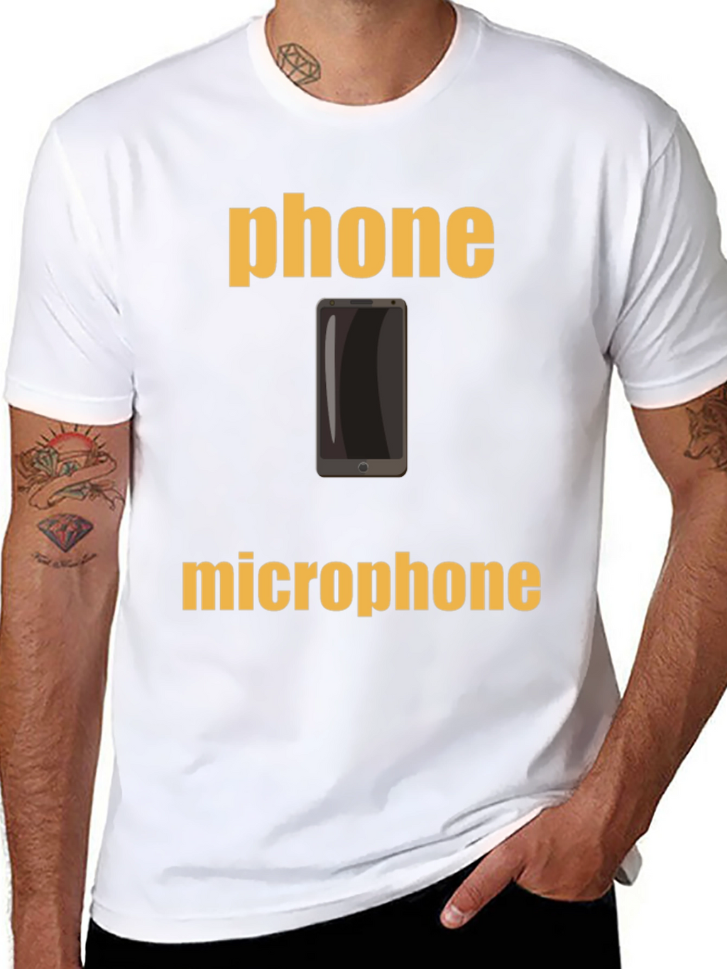 Phone Microphone Graphic Tee - Black Cotton T-Shirt
