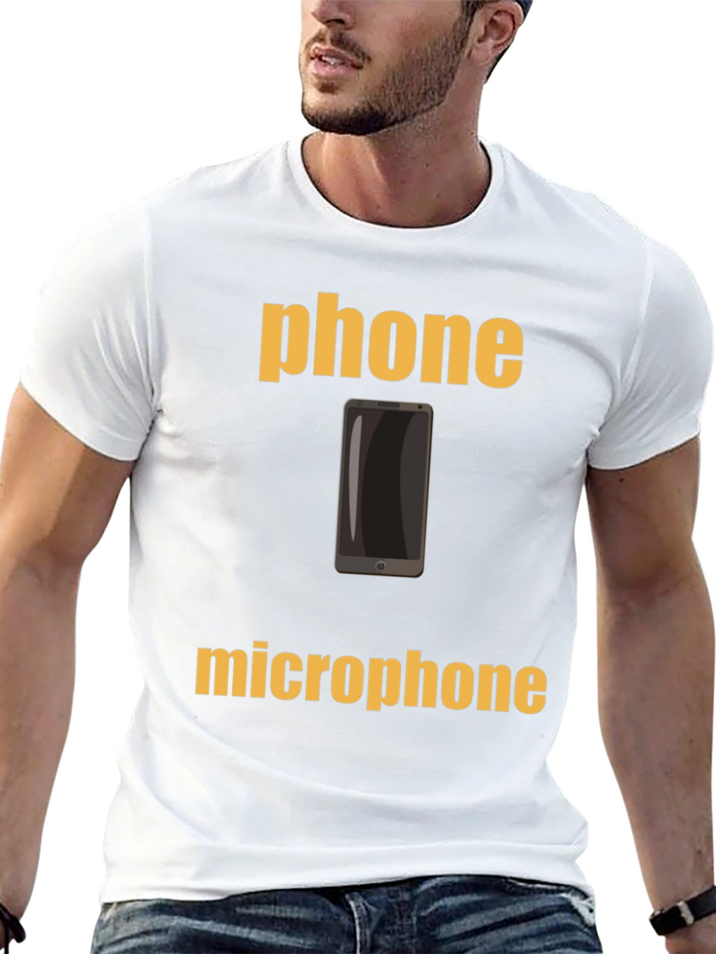Phone Microphone Graphic Tee - Black Cotton T-Shirt