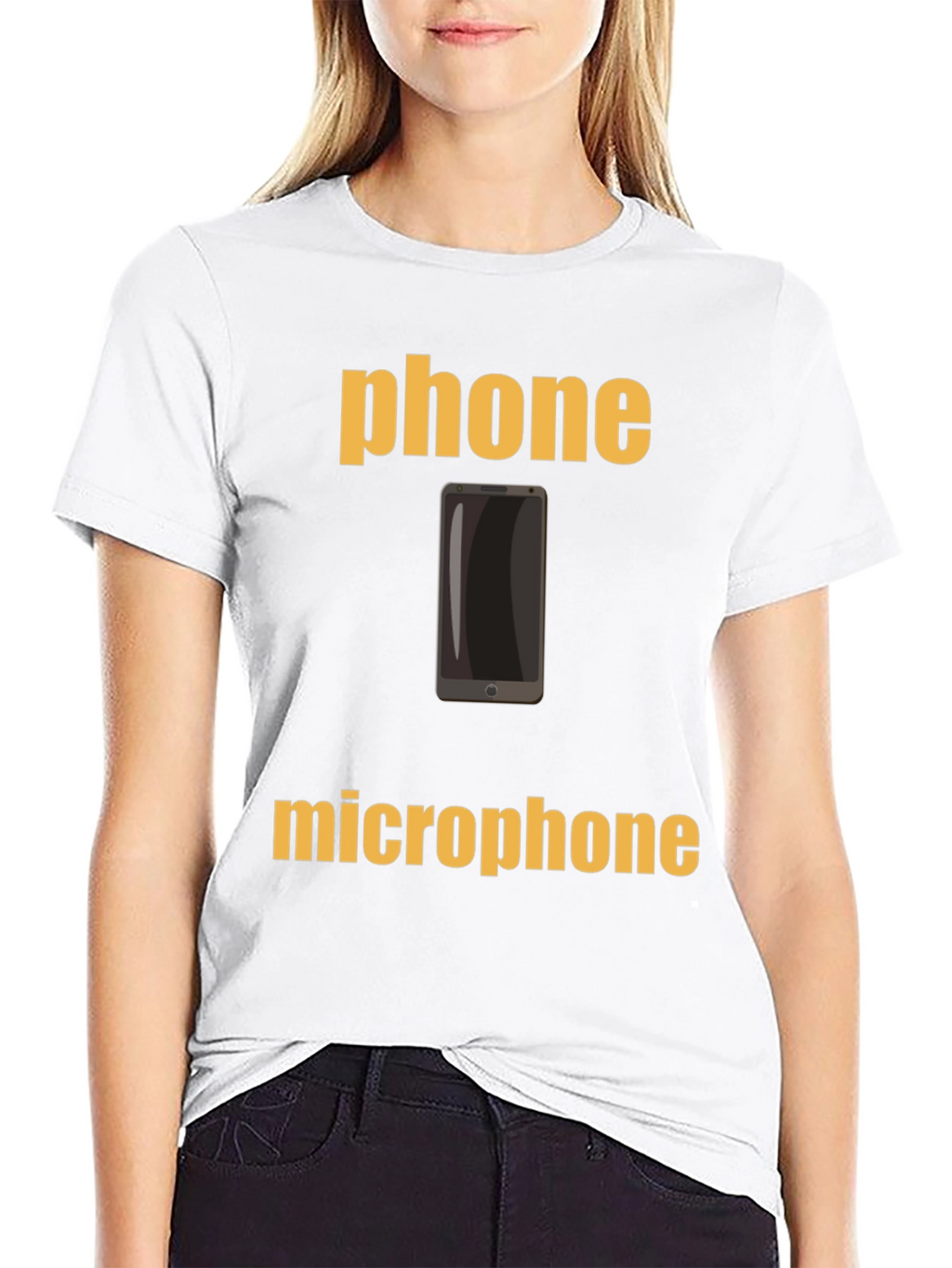 Phone Microphone Graphic Tee - Black Cotton T-Shirt