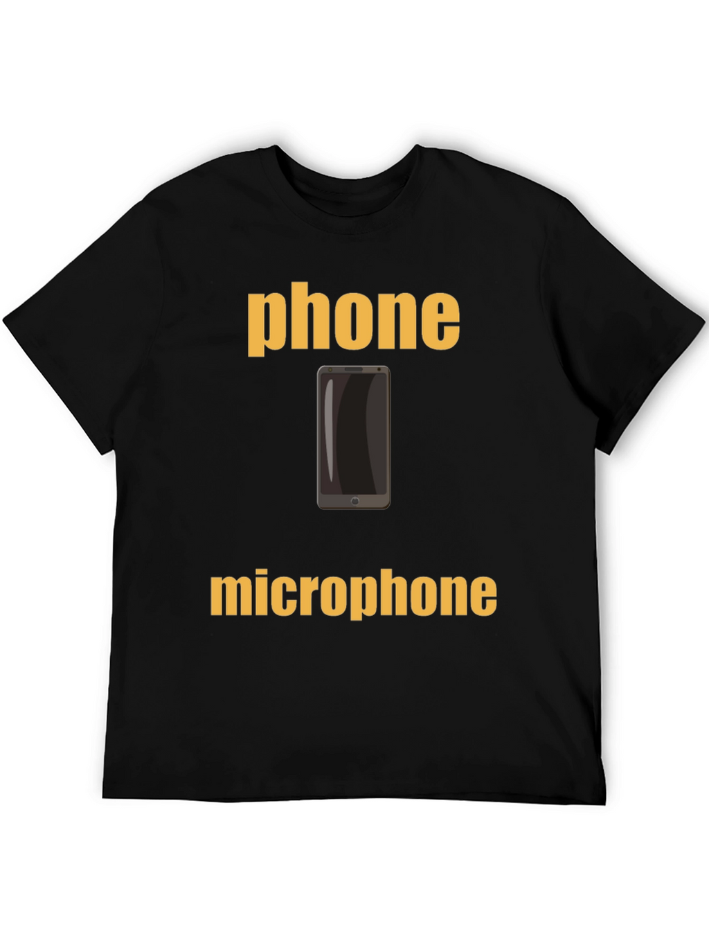 Phone Microphone Graphic Tee - Black Cotton T-Shirt