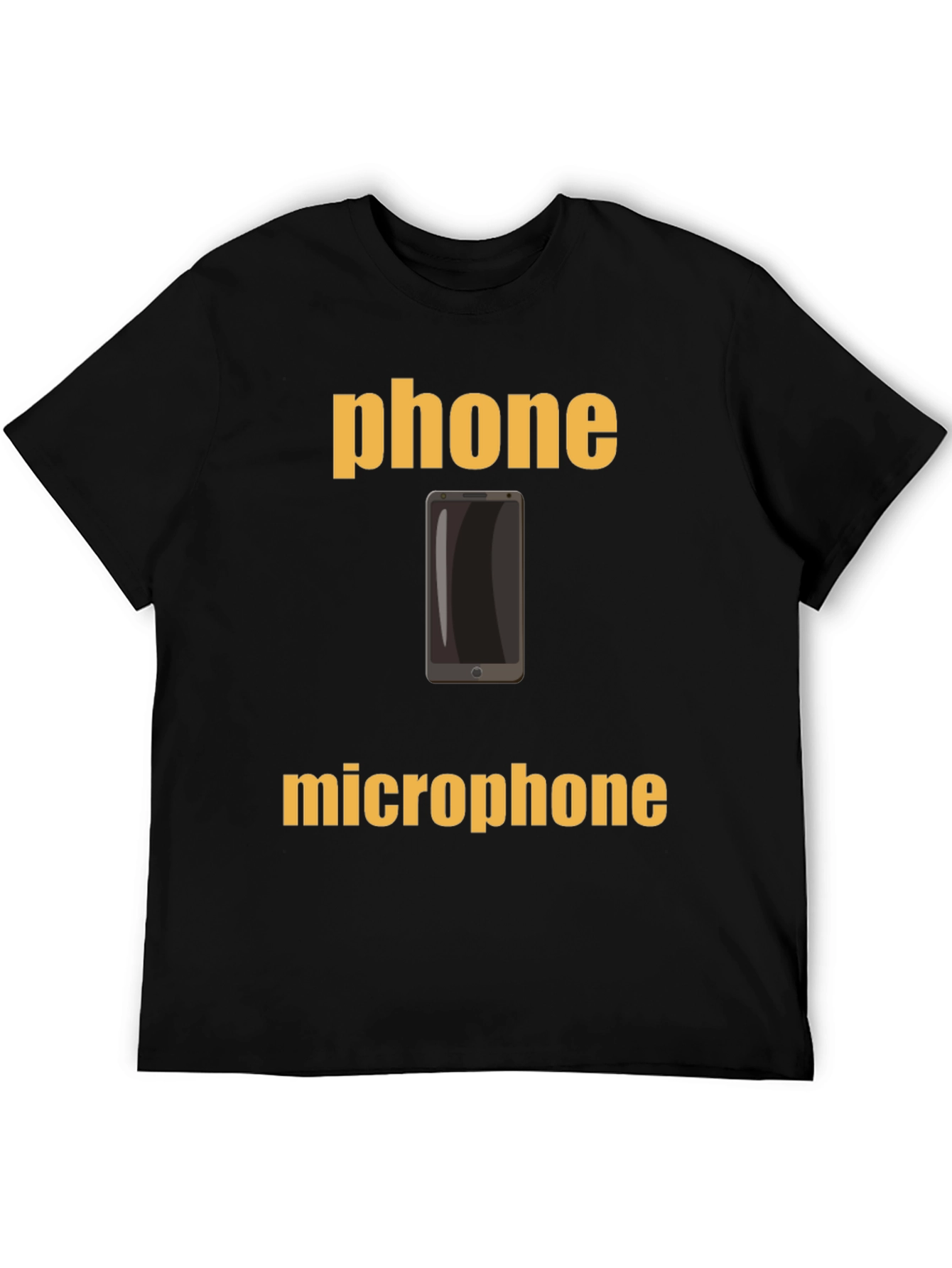 Phone Microphone Graphic Tee - Black Cotton T-Shirt
