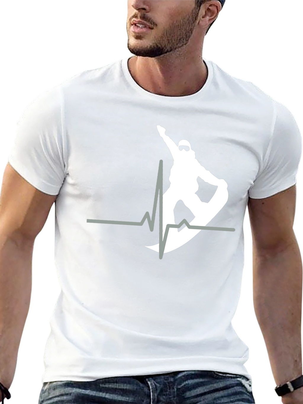 Snowboard Heartbeat T-Shirt - Black