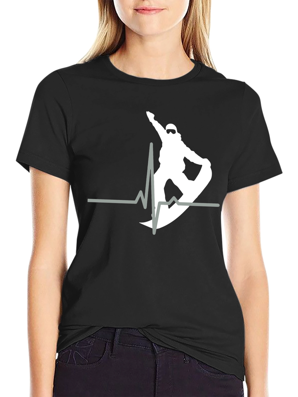 Snowboard Heartbeat T-Shirt - Black
