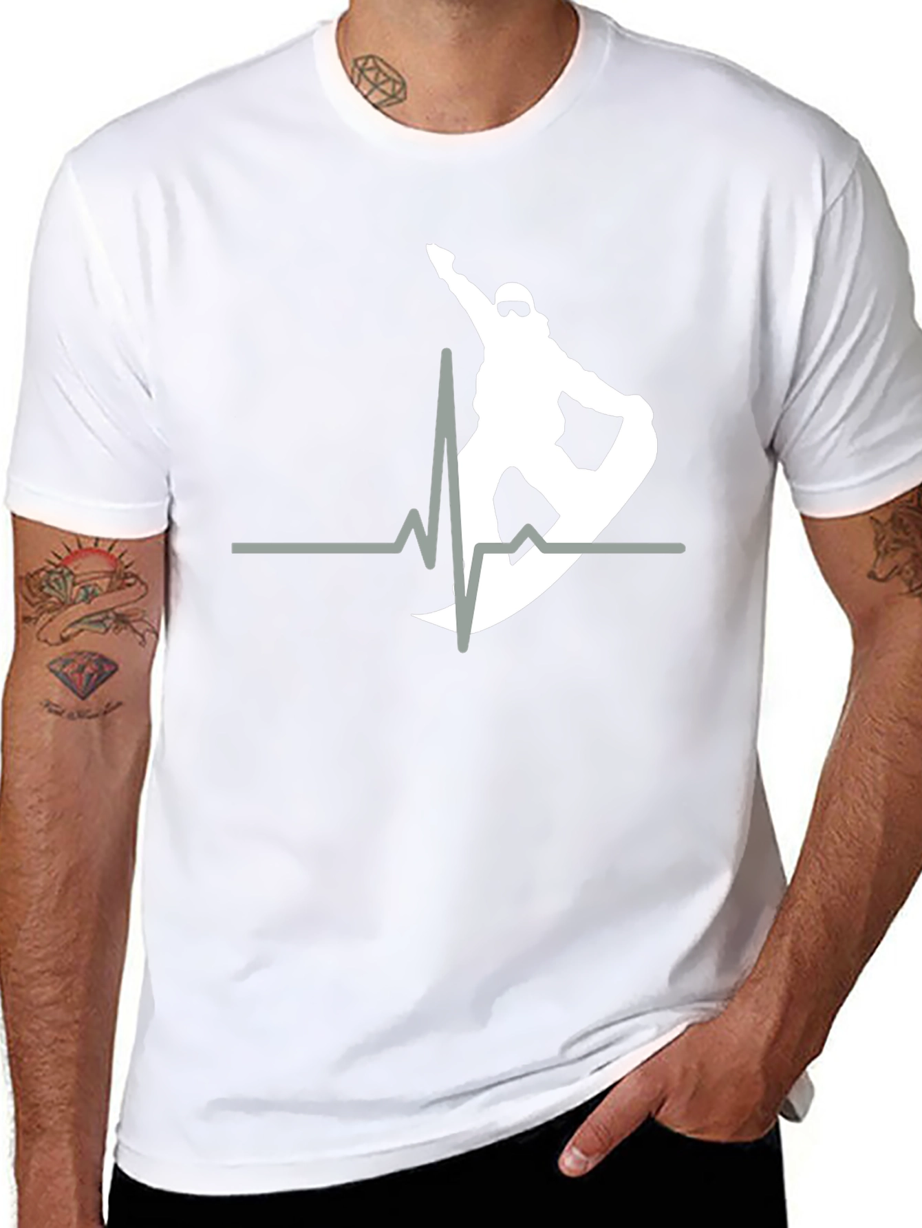 Snowboard Heartbeat T-Shirt - Black
