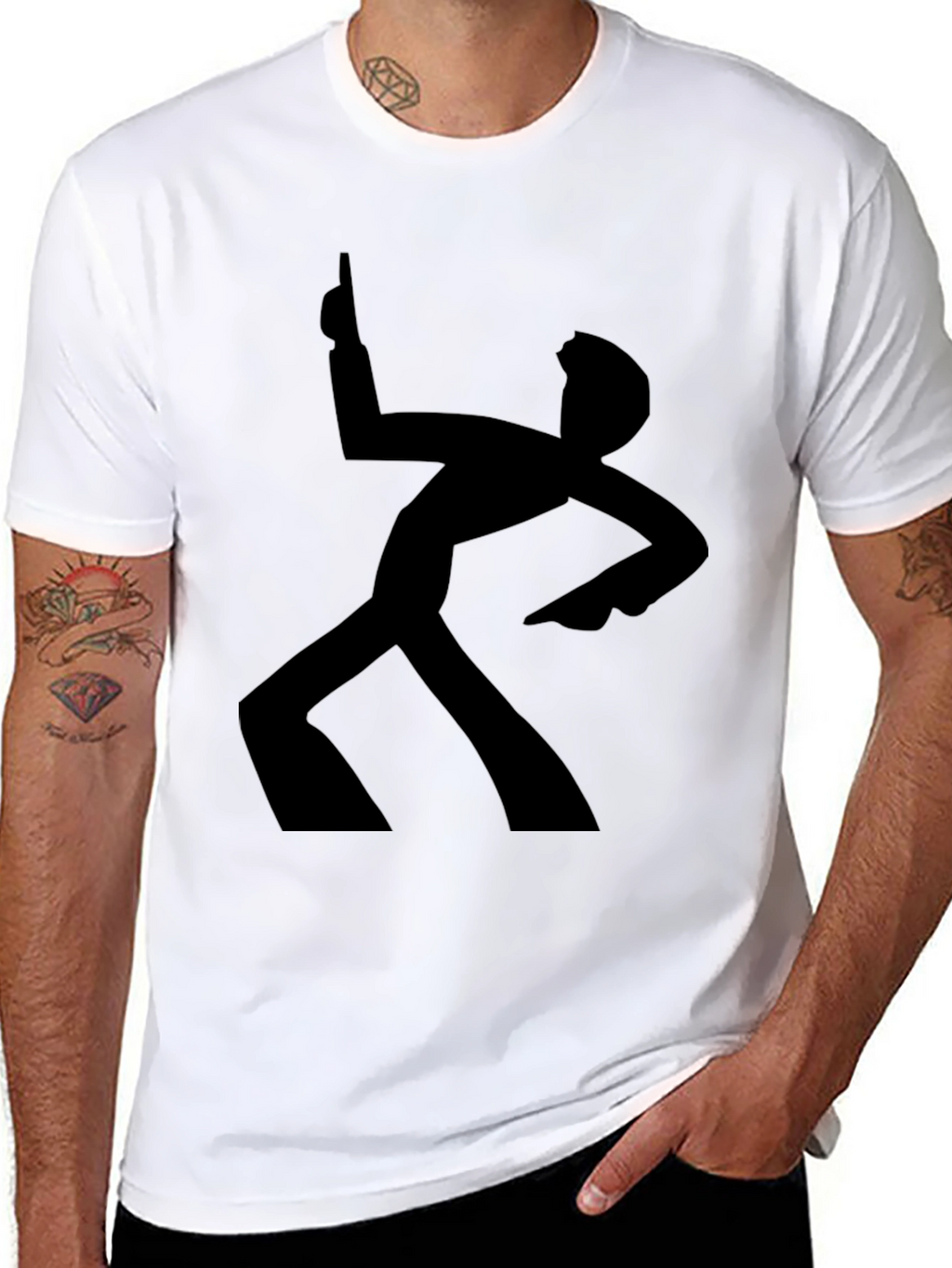 Funky Retro Dance Silhouette Black T-Shirt