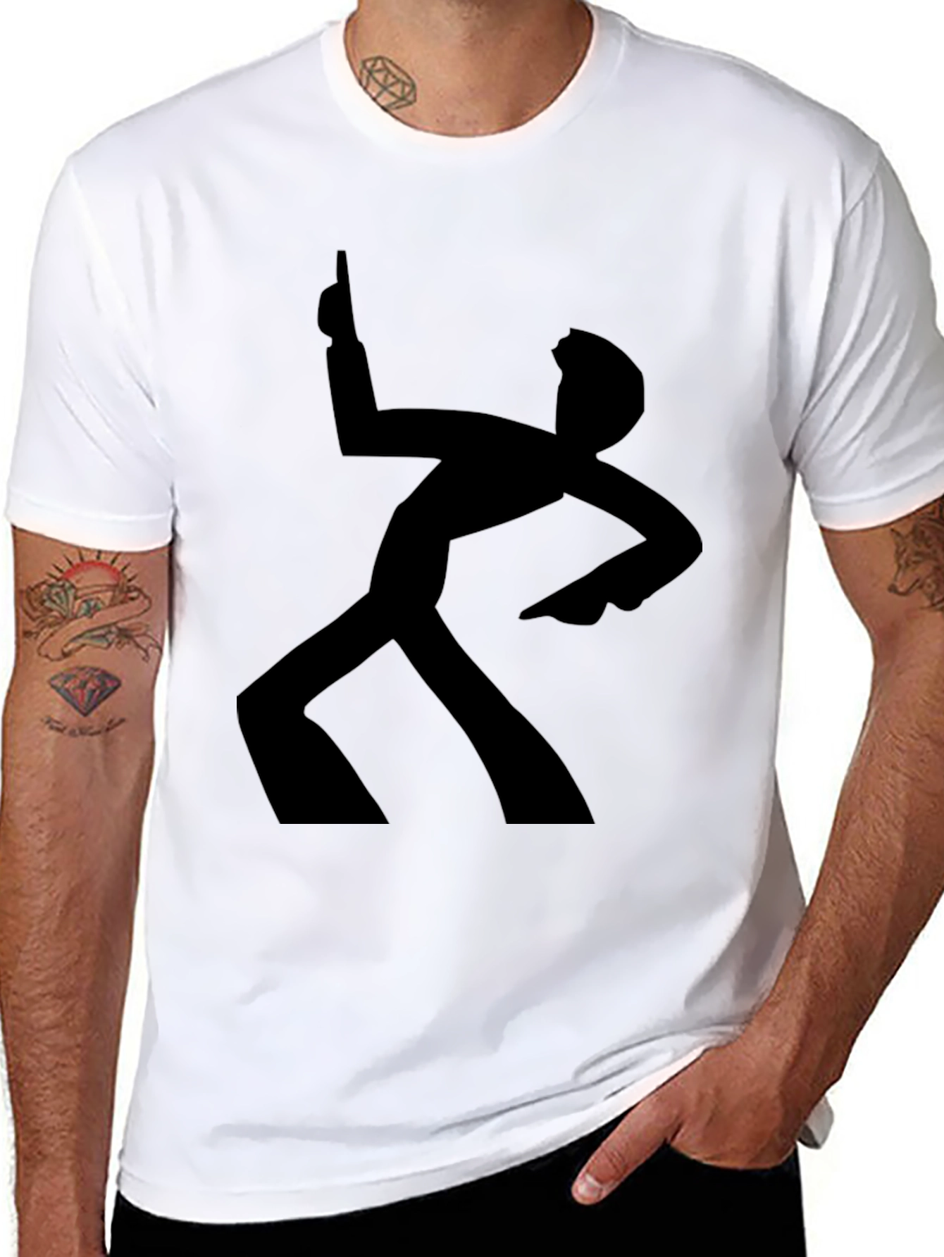 Funky Retro Dance Silhouette Black T-Shirt
