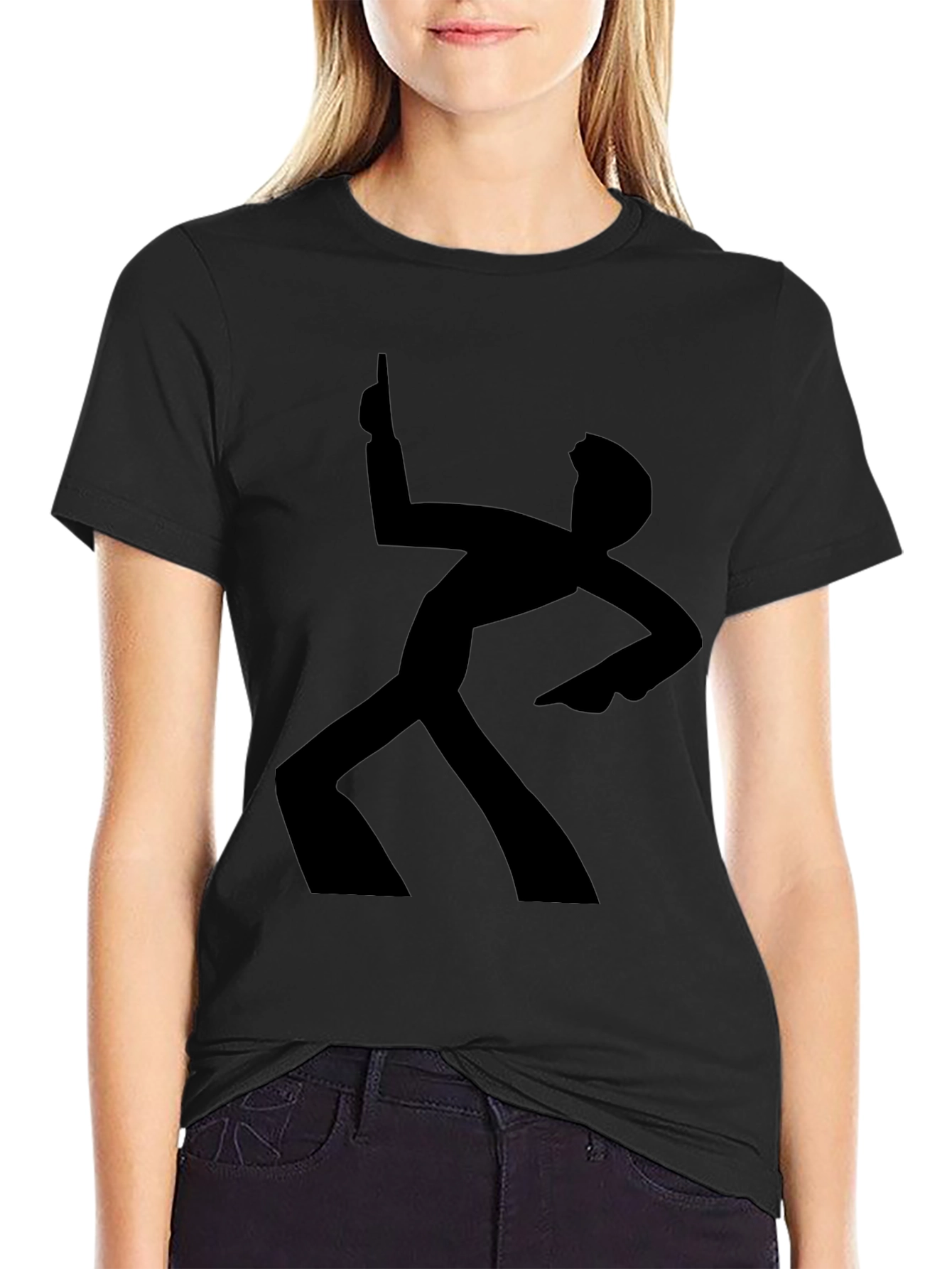 Funky Retro Dance Silhouette Black T-Shirt