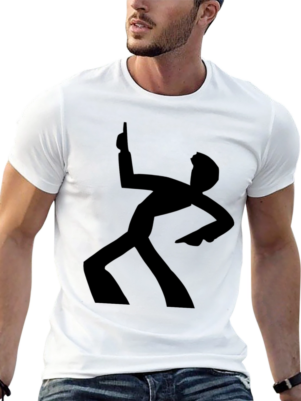 Funky Retro Dance Silhouette Black T-Shirt