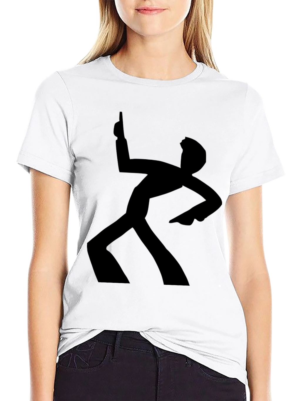 Funky Retro Dance Silhouette Black T-Shirt