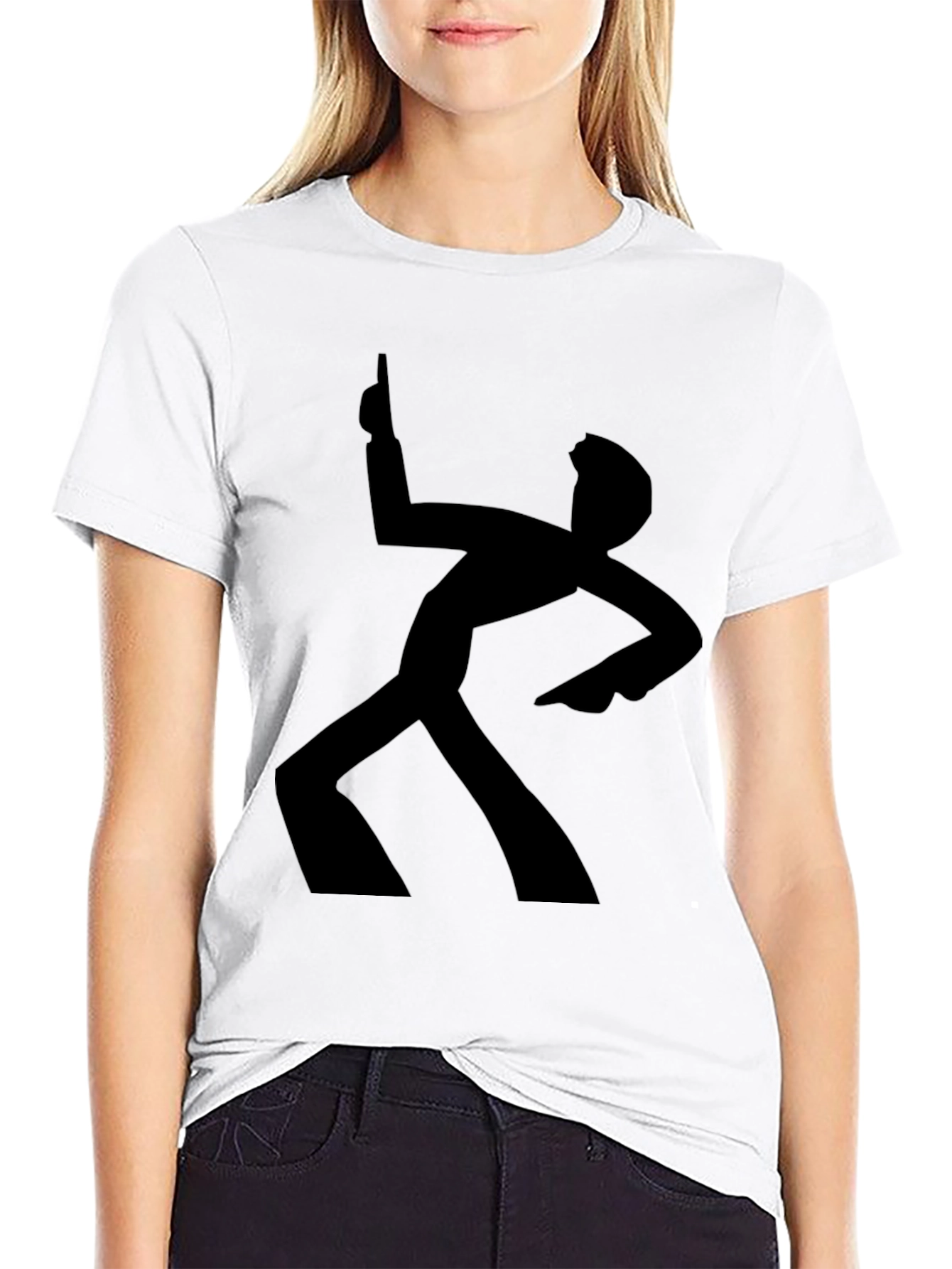 Funky Retro Dance Silhouette Black T-Shirt