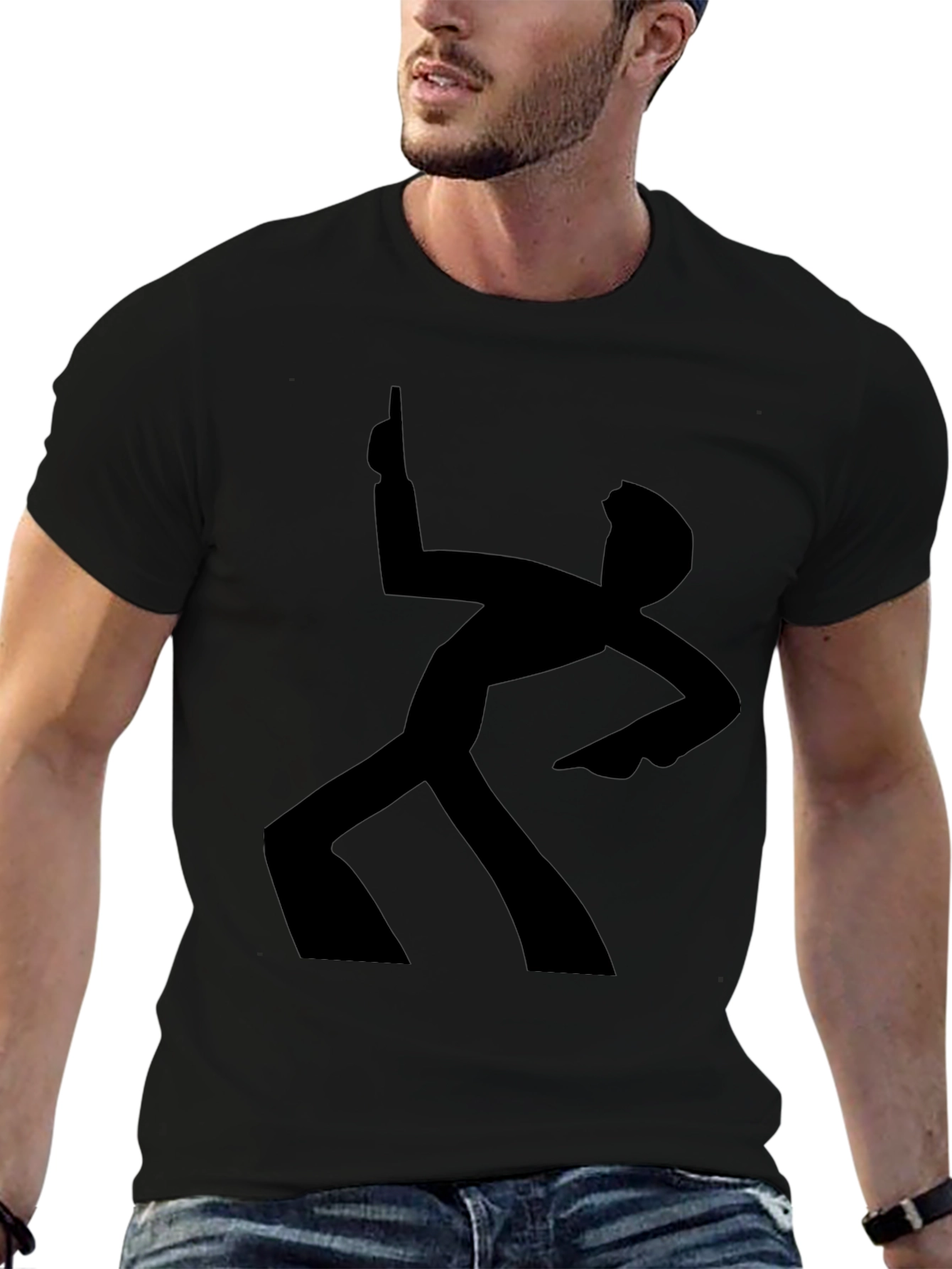 Funky Retro Dance Silhouette Black T-Shirt