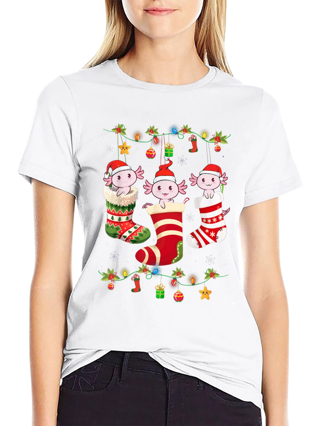 Christmas Axolotl Stocking T-Shirt