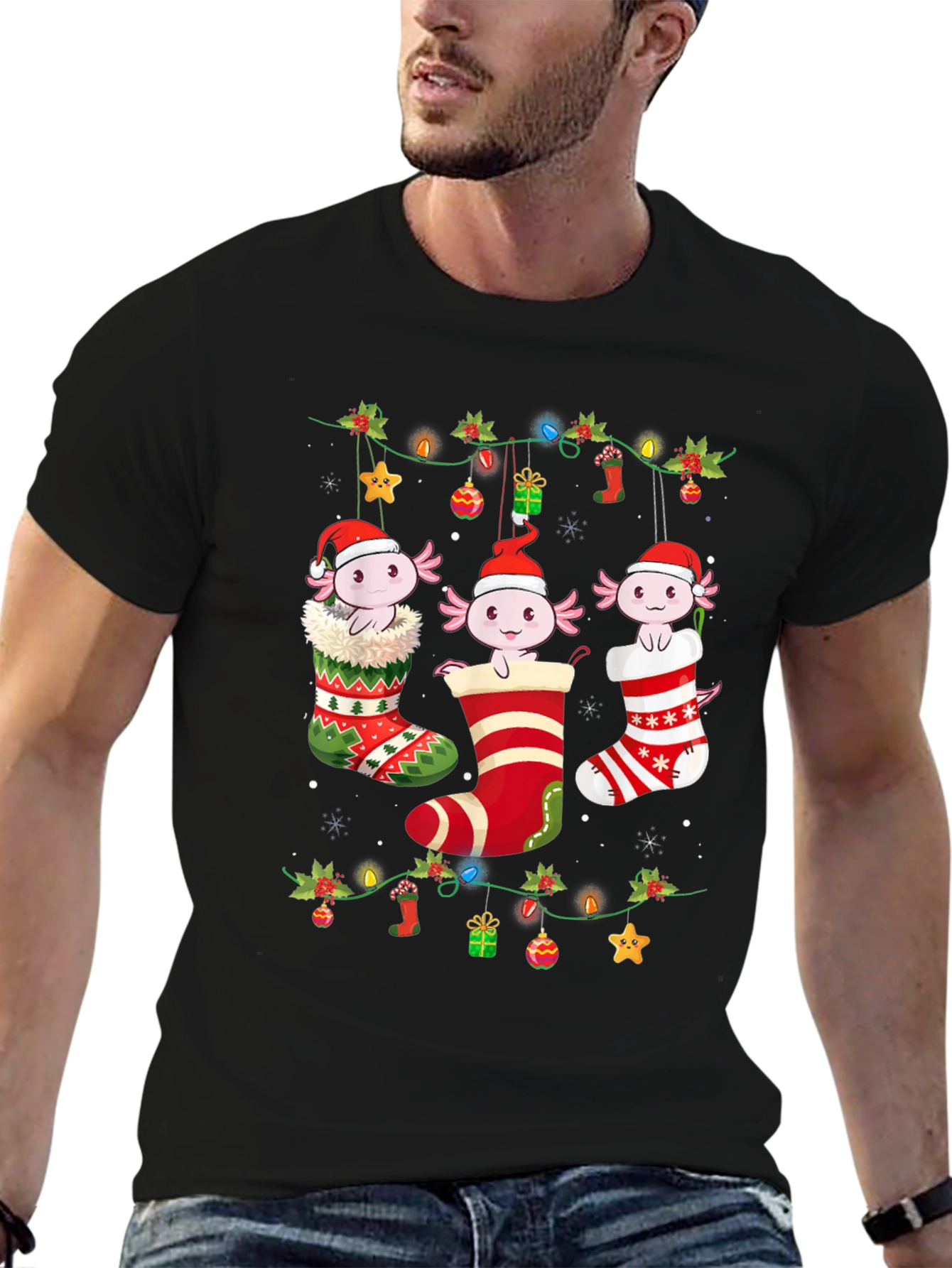 Christmas Axolotl Stocking T-Shirt