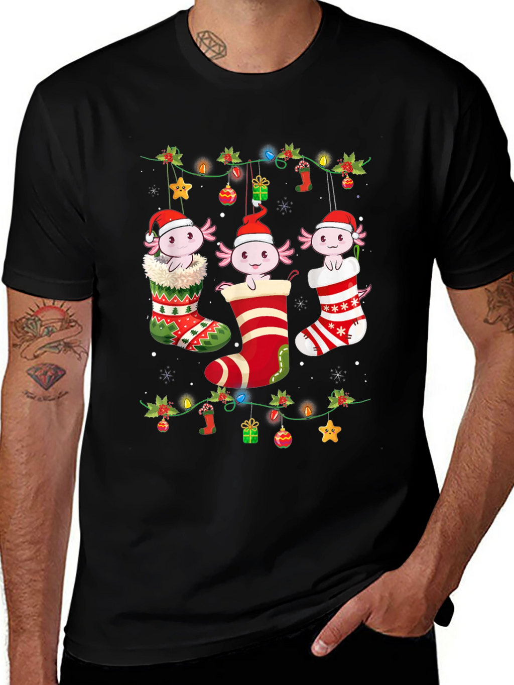 Christmas Axolotl Stocking T-Shirt