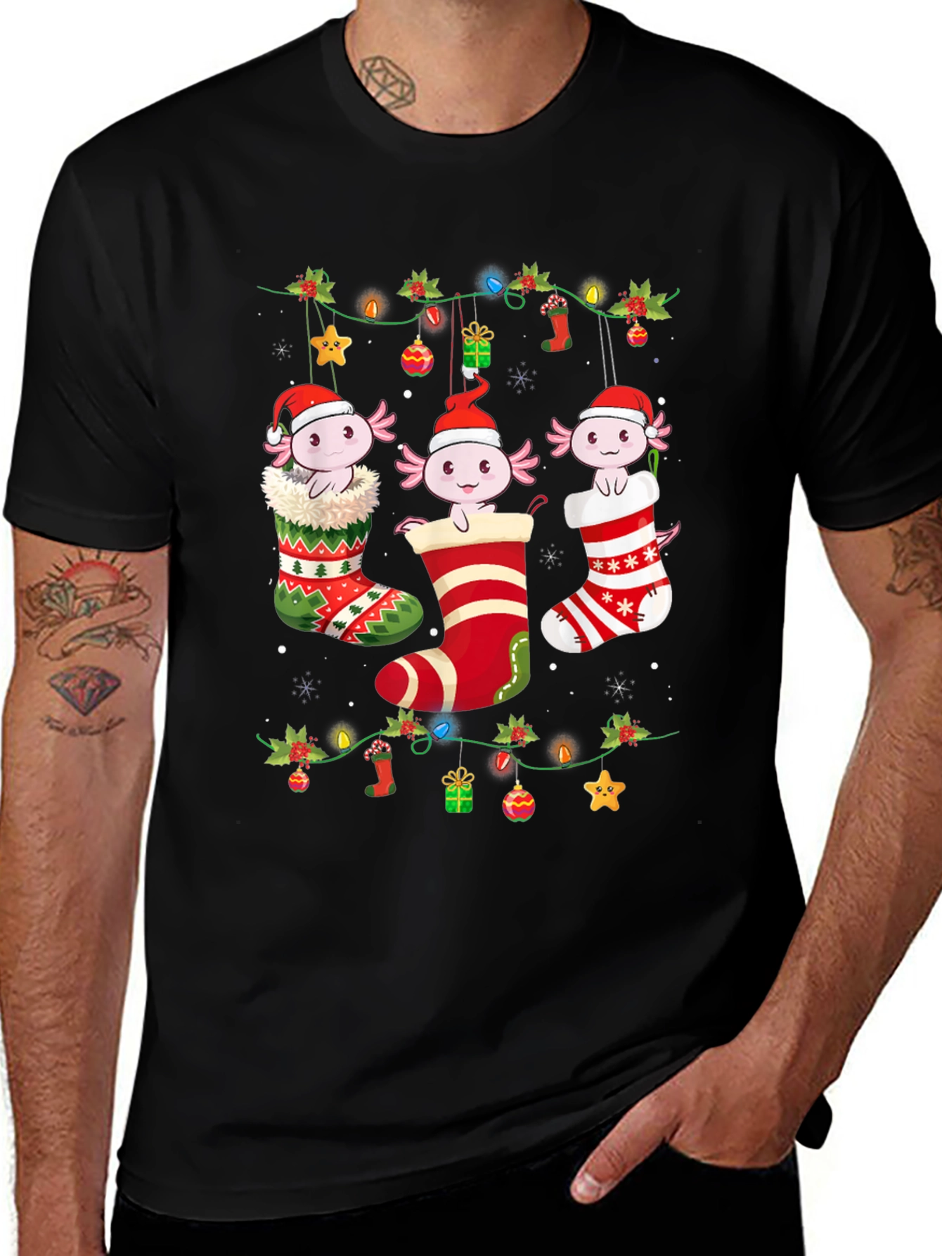 Christmas Axolotl Stocking T-Shirt