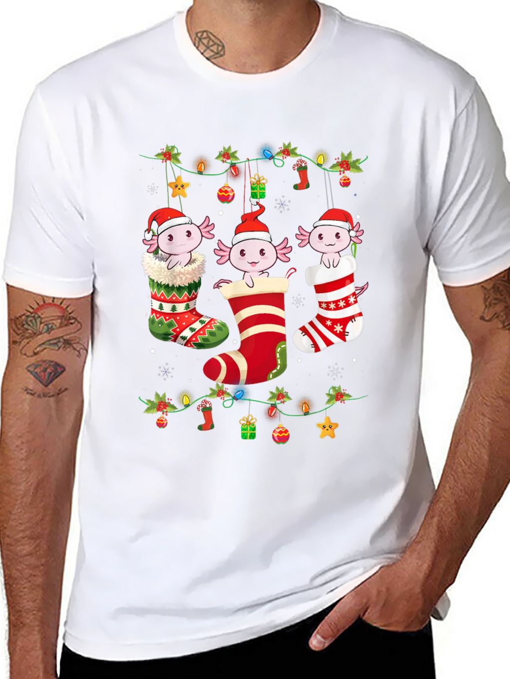 Christmas Axolotl Stocking T-Shirt
