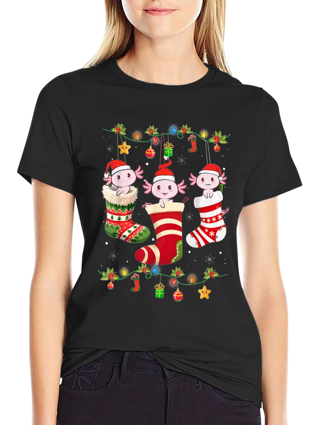 Christmas Axolotl Stocking T-Shirt