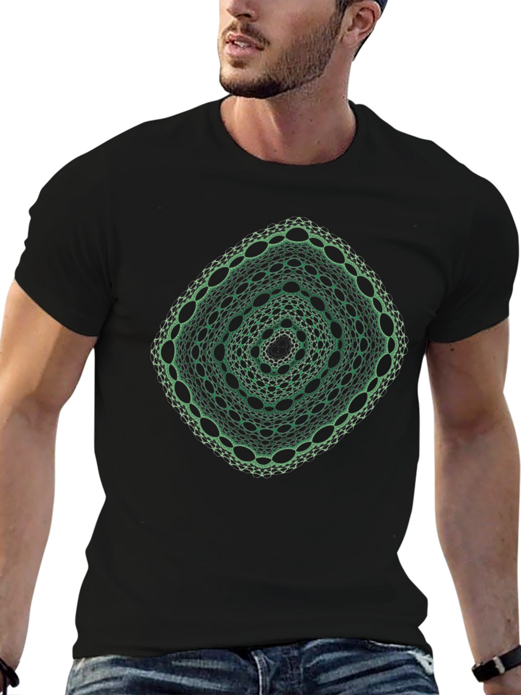 Geometric Green Fractal Tee