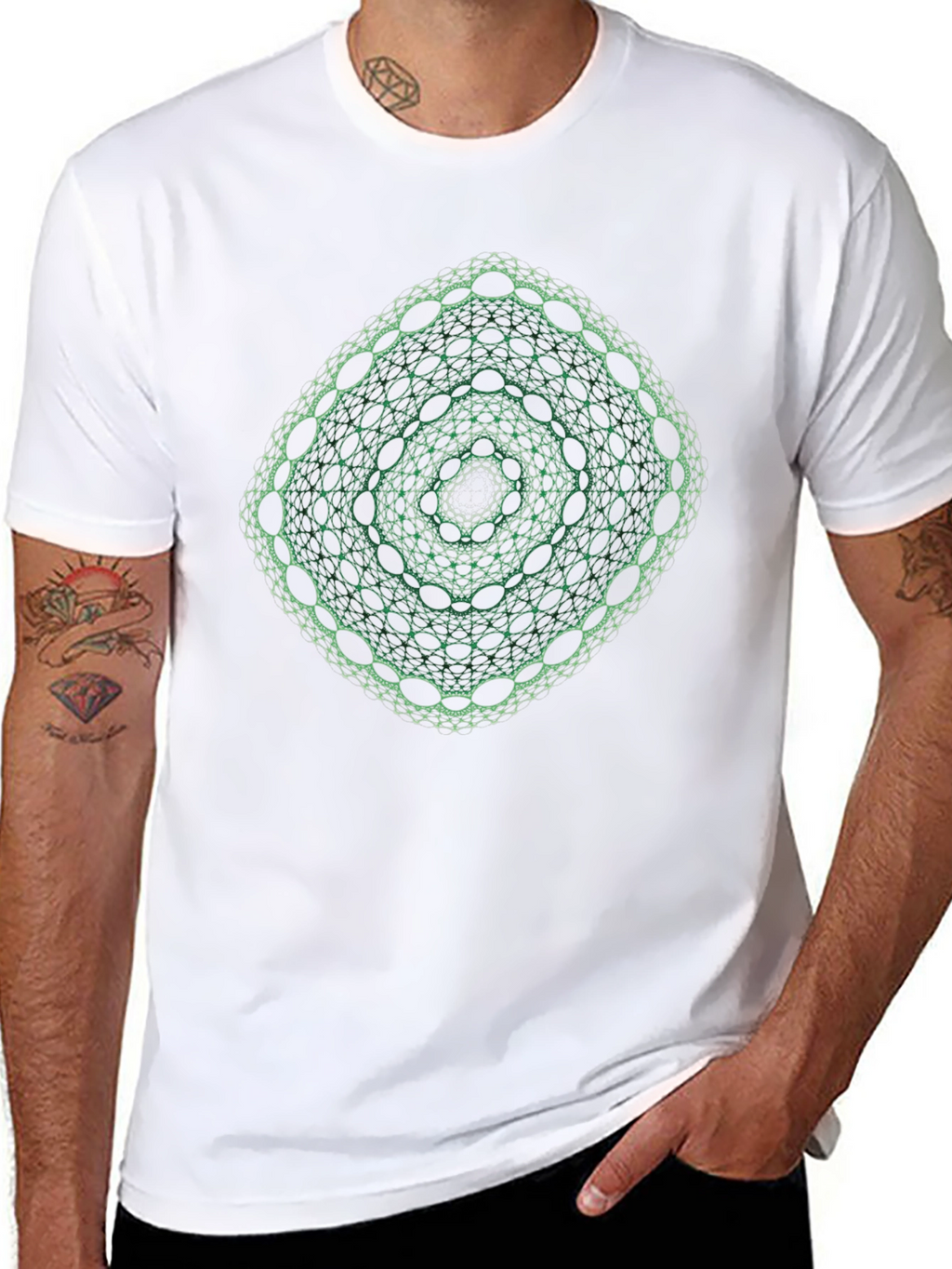 Geometric Green Fractal Tee