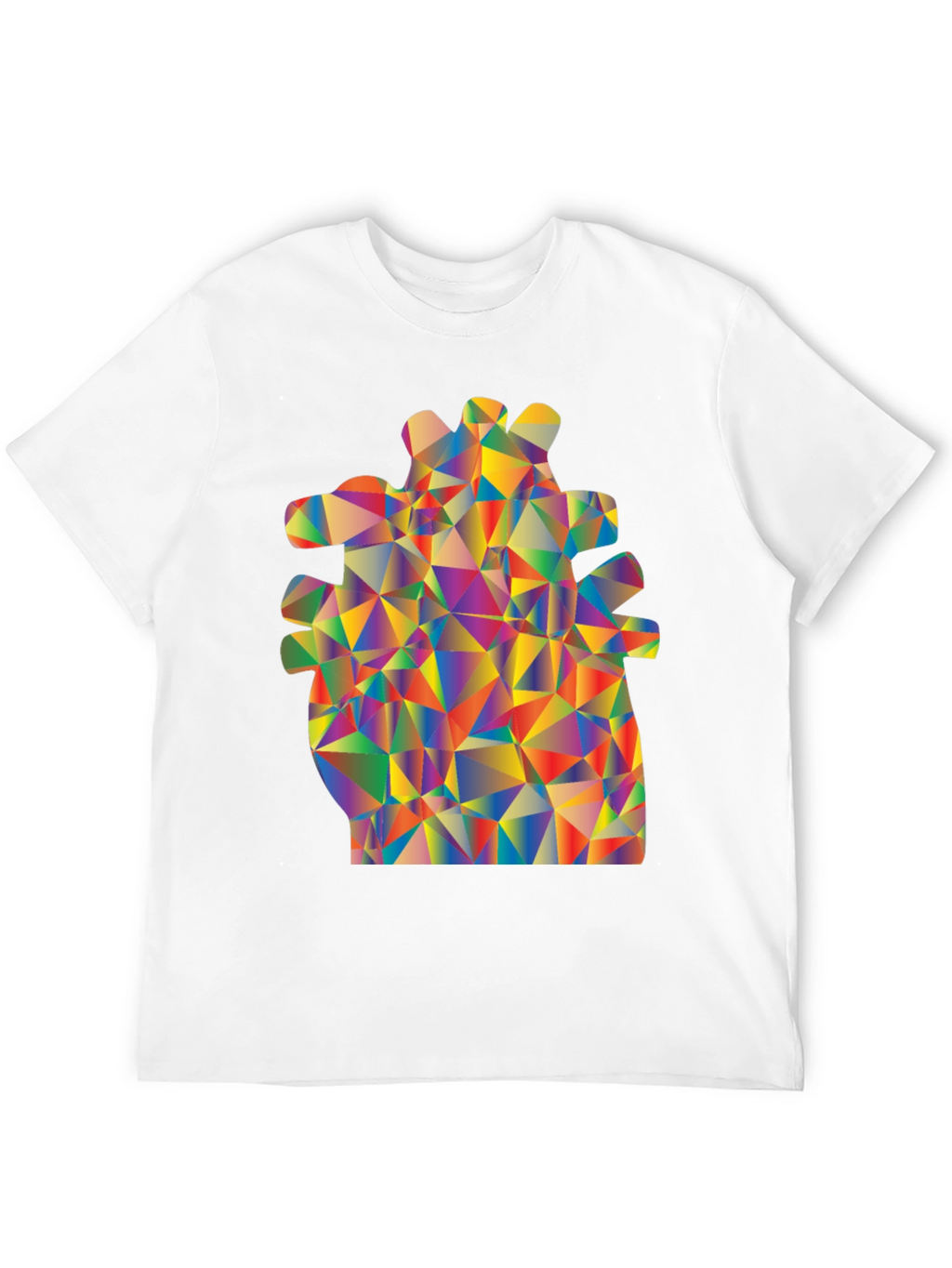 Geometric Heart Black T-Shirt - Vivid Art