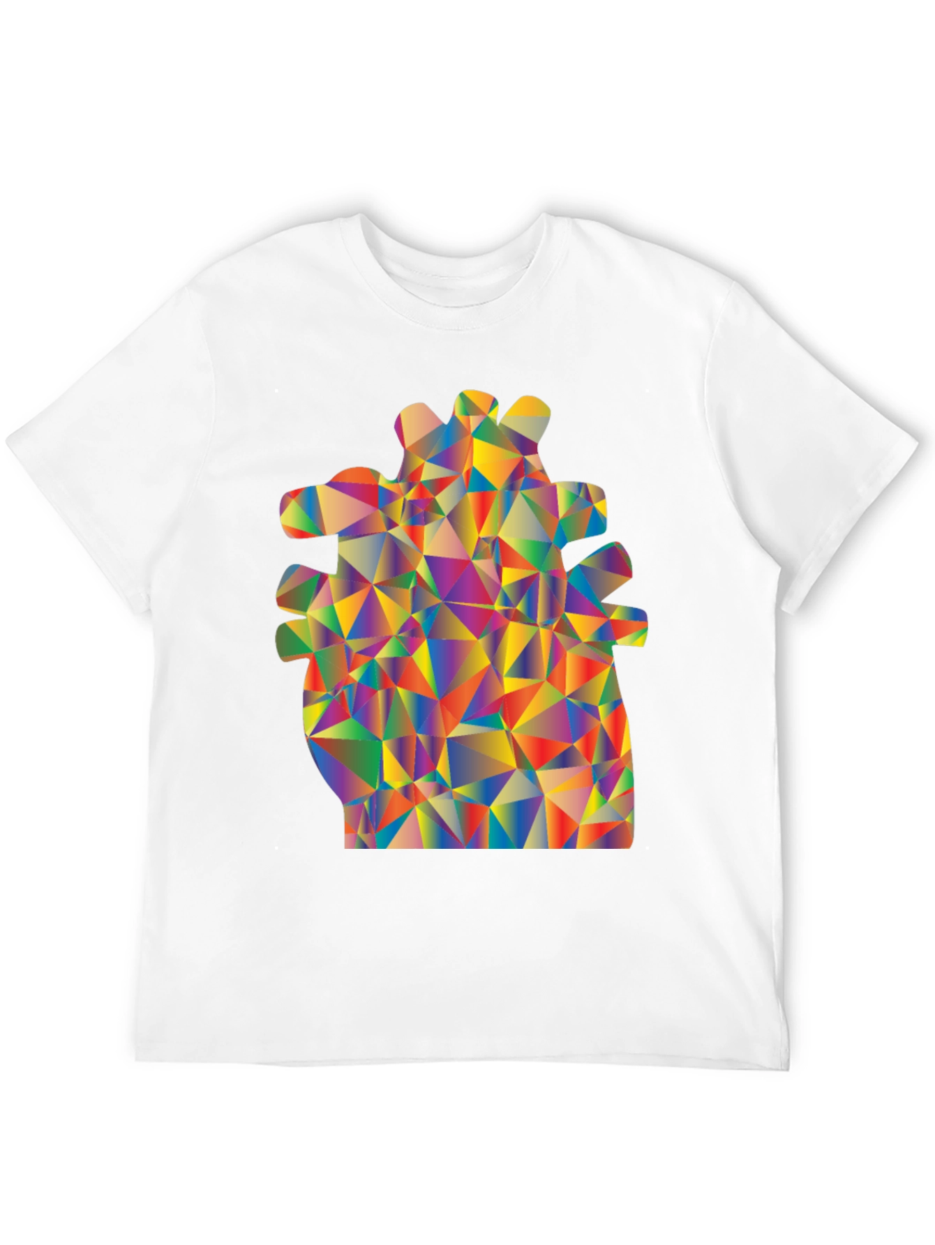 Geometric Heart Black T-Shirt - Vivid Art