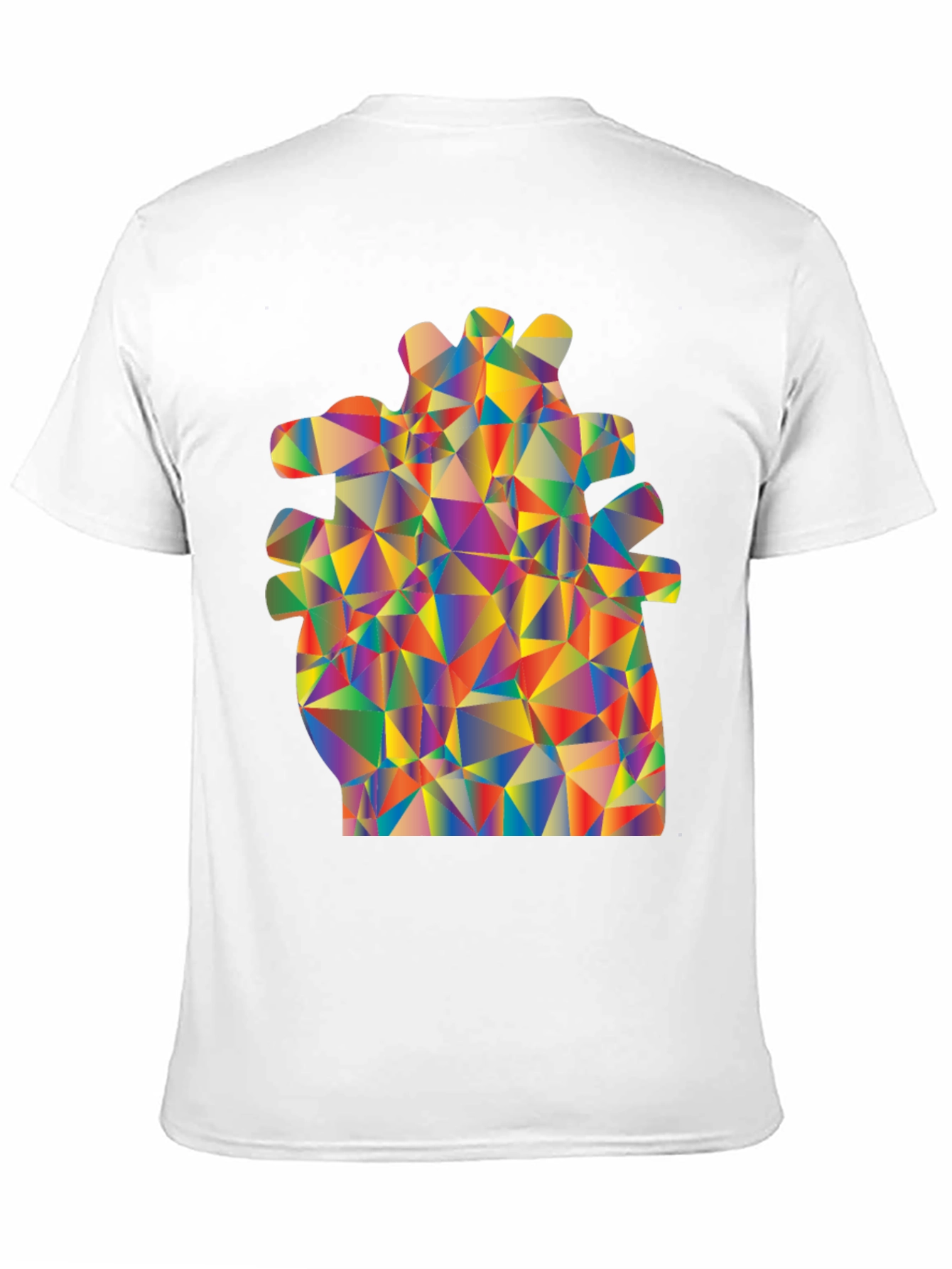 Geometric Heart Black T-Shirt - Vivid Art