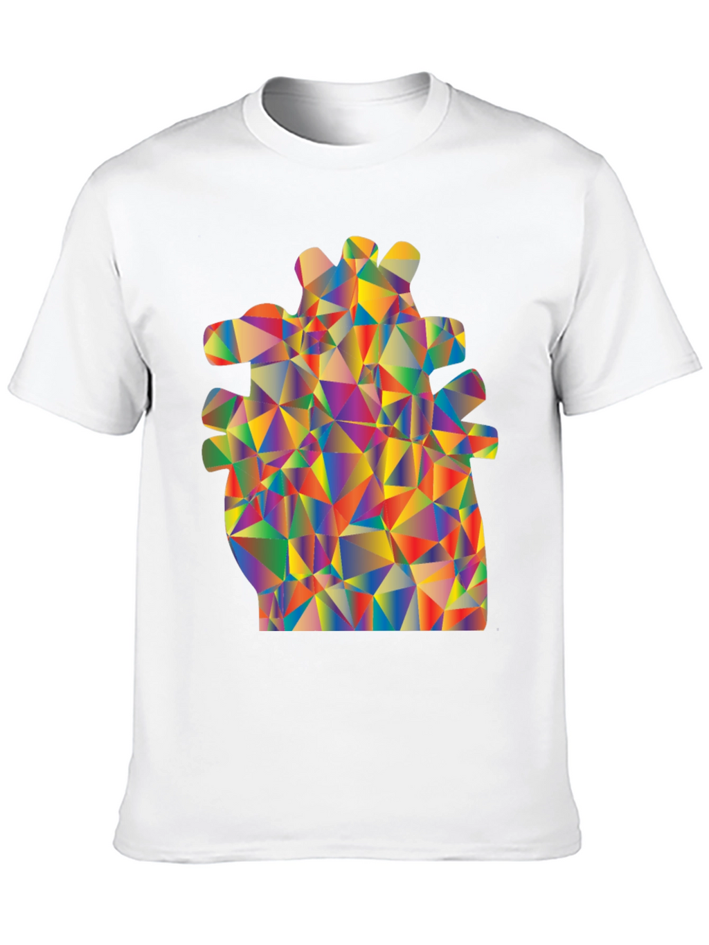 Geometric Heart Black T-Shirt - Vivid Art