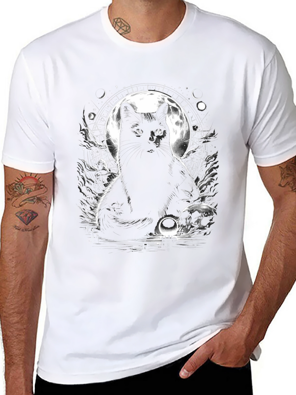 Mystic Cat Graphic Tee - Lunar Black Cat Shirt