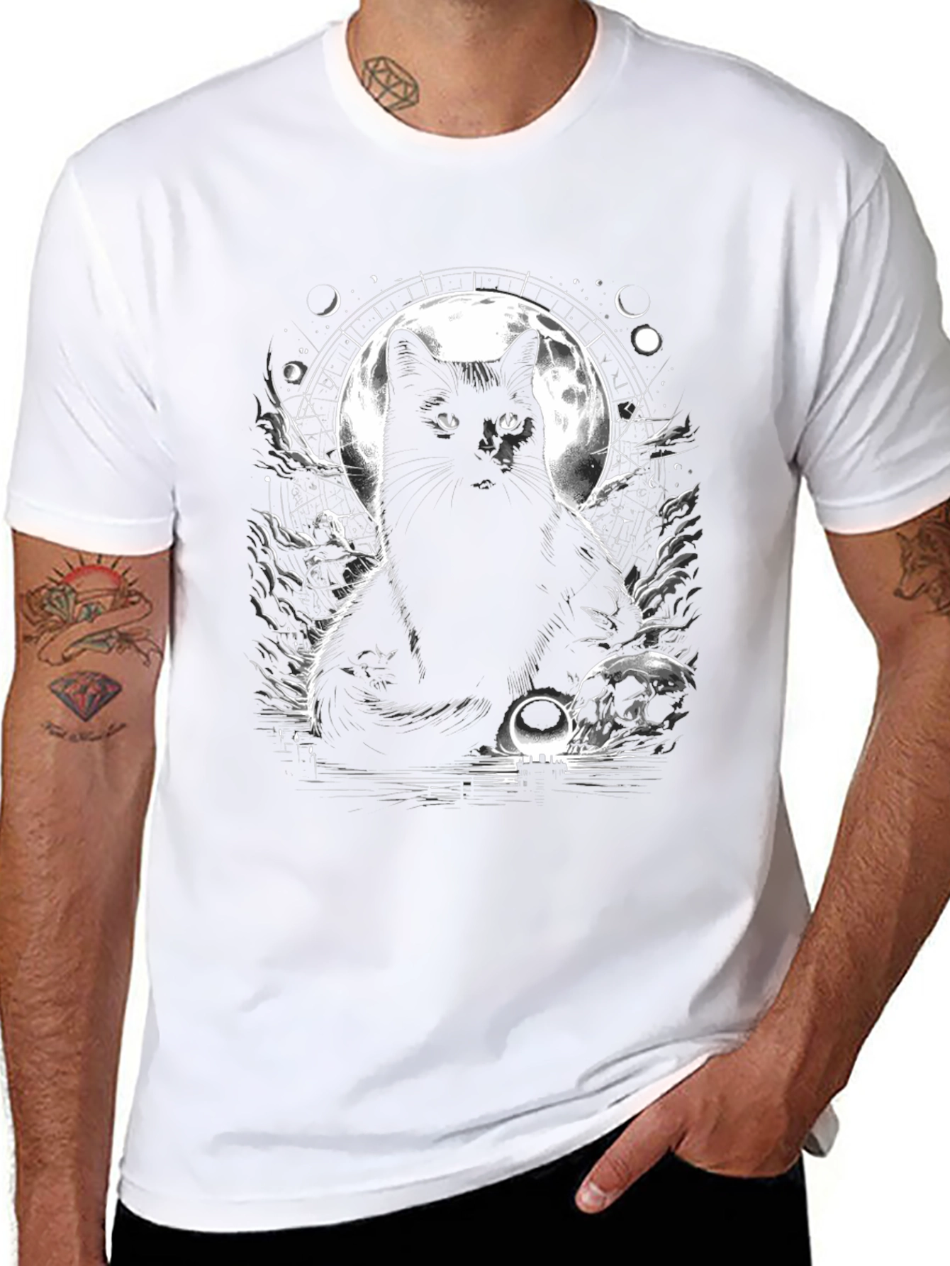 Mystic Cat Graphic Tee - Lunar Black Cat Shirt