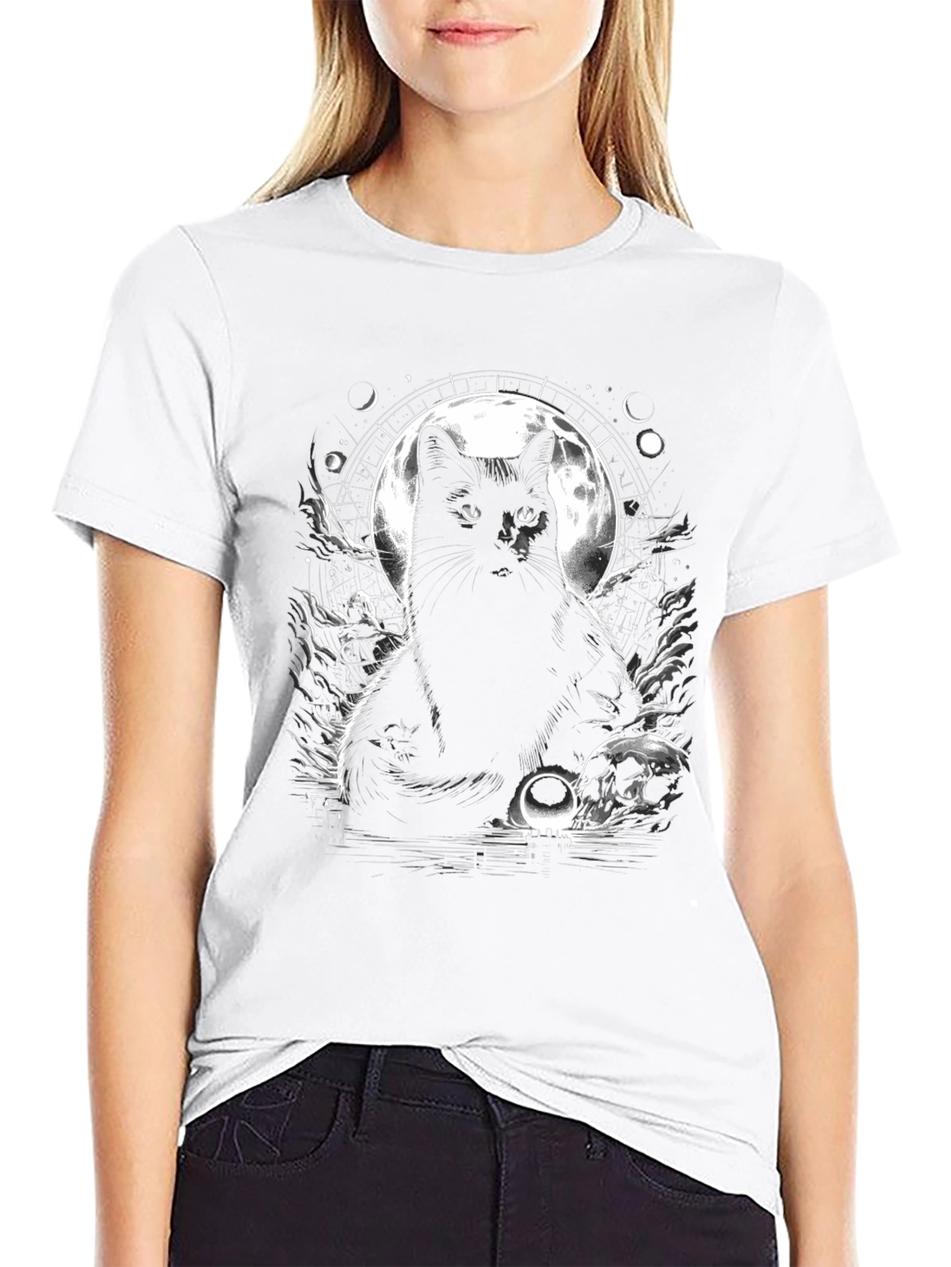 Mystic Cat Graphic Tee - Lunar Black Cat Shirt