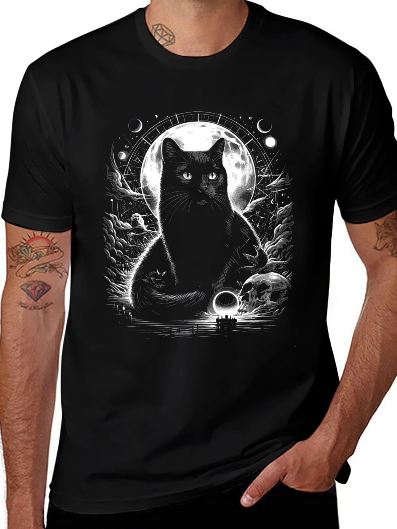 Mystic Cat Graphic Tee - Lunar Black Cat Shirt