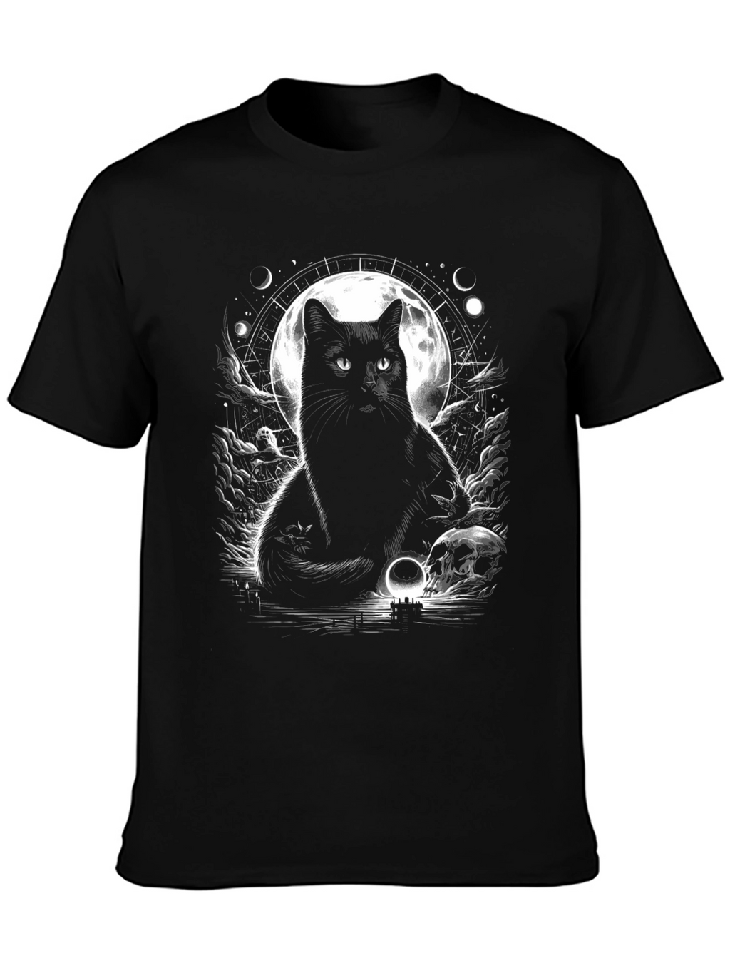 Mystic Cat Graphic Tee - Lunar Black Cat Shirt
