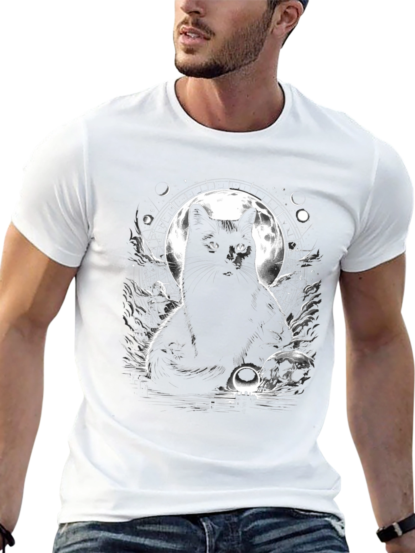 Mystic Cat Graphic Tee - Lunar Black Cat Shirt