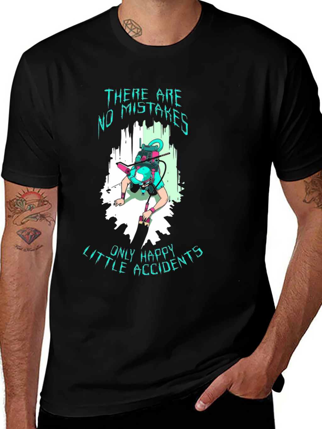 No Mistakes Happy Accidents Black T-Shirt