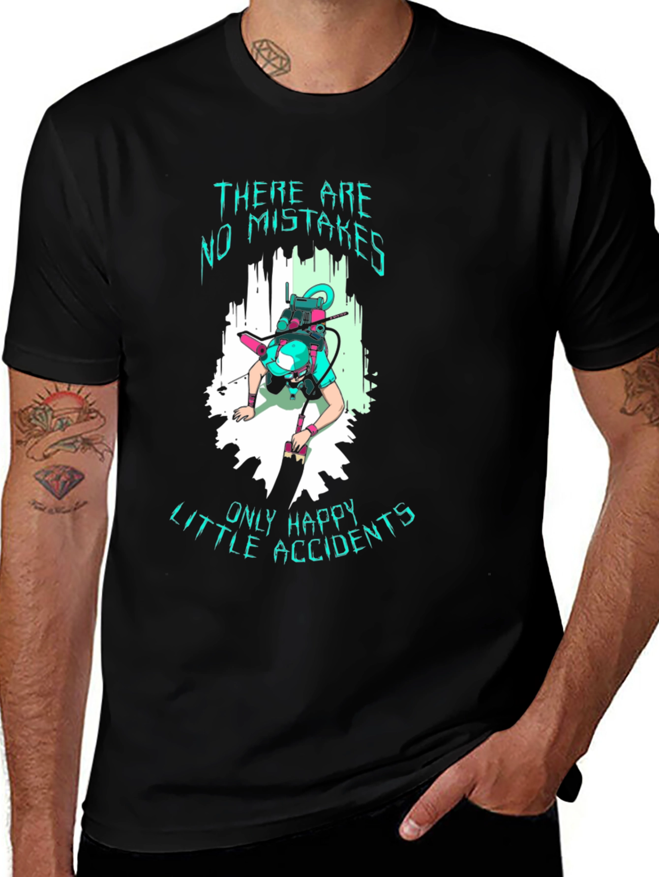 No Mistakes Happy Accidents Black T-Shirt