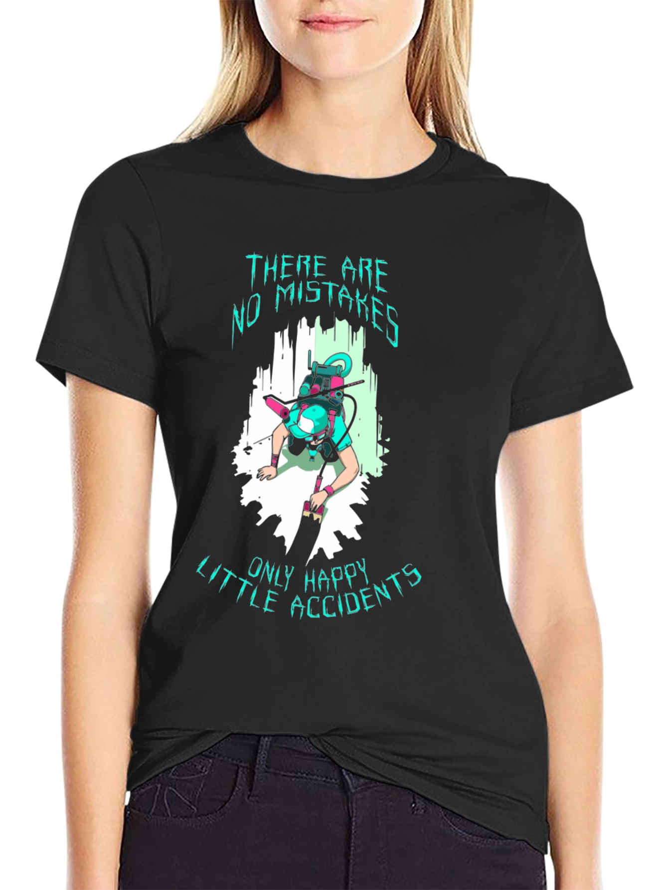 No Mistakes Happy Accidents Black T-Shirt
