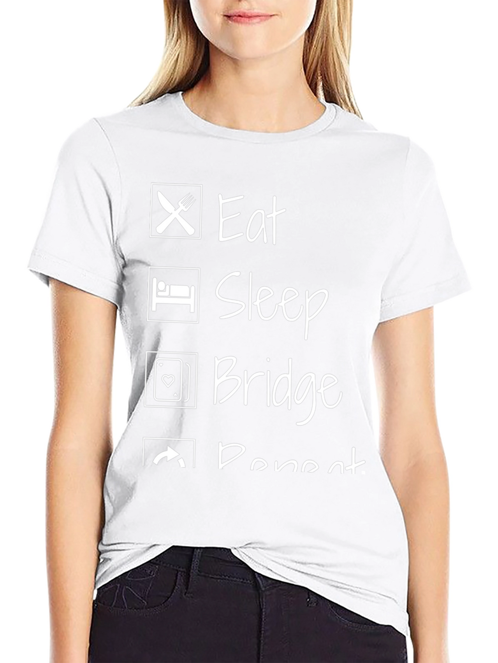 Eat Sleep Bridge Repeat Black Graphic T-Shirt