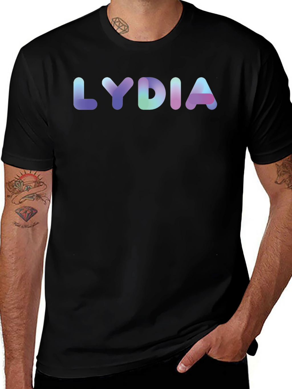 LYDIA Gradient Text Graphic Black T-Shirt