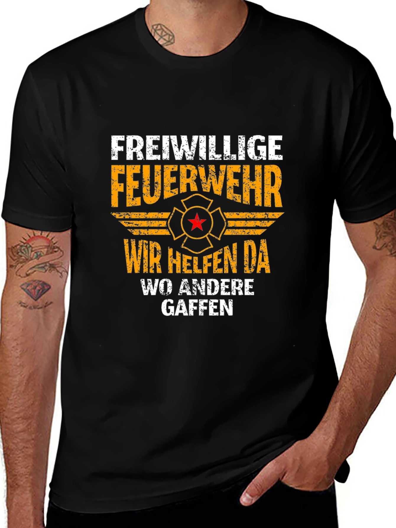 Volunteer Firefighter T-Shirt - Wir Helfen Da