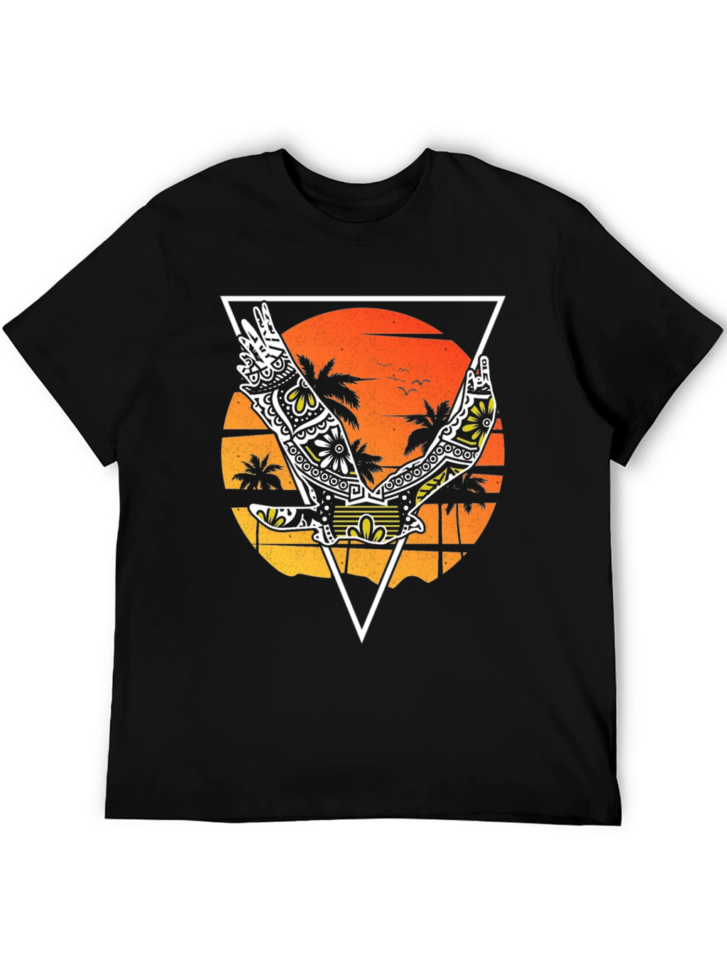 Tropical Bird Graphic Tee - Black