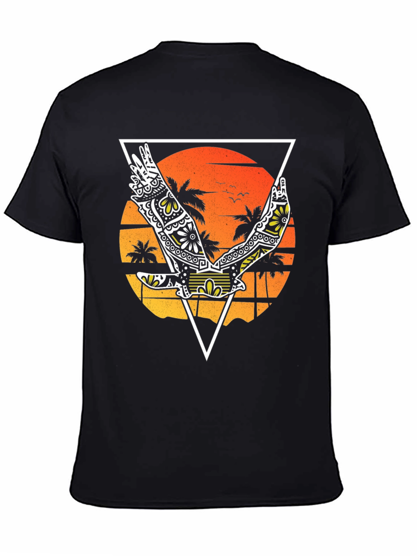 Tropical Bird Graphic Tee - Black