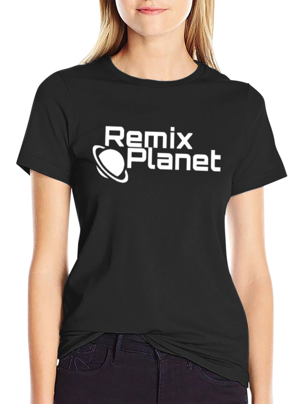 Remix Planet Black T-Shirt - Graphic Design