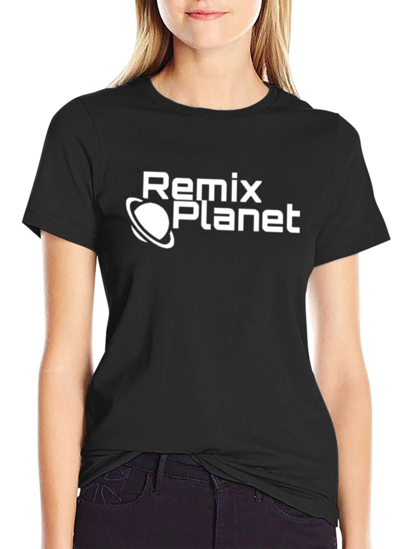 Remix Planet Black T-Shirt - Graphic Design