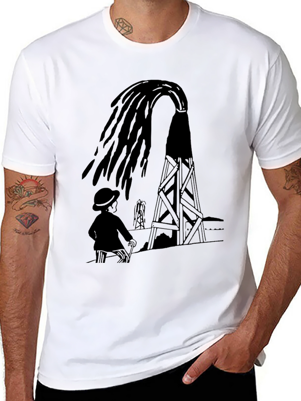Oil Derrick Graphic Tee - Black