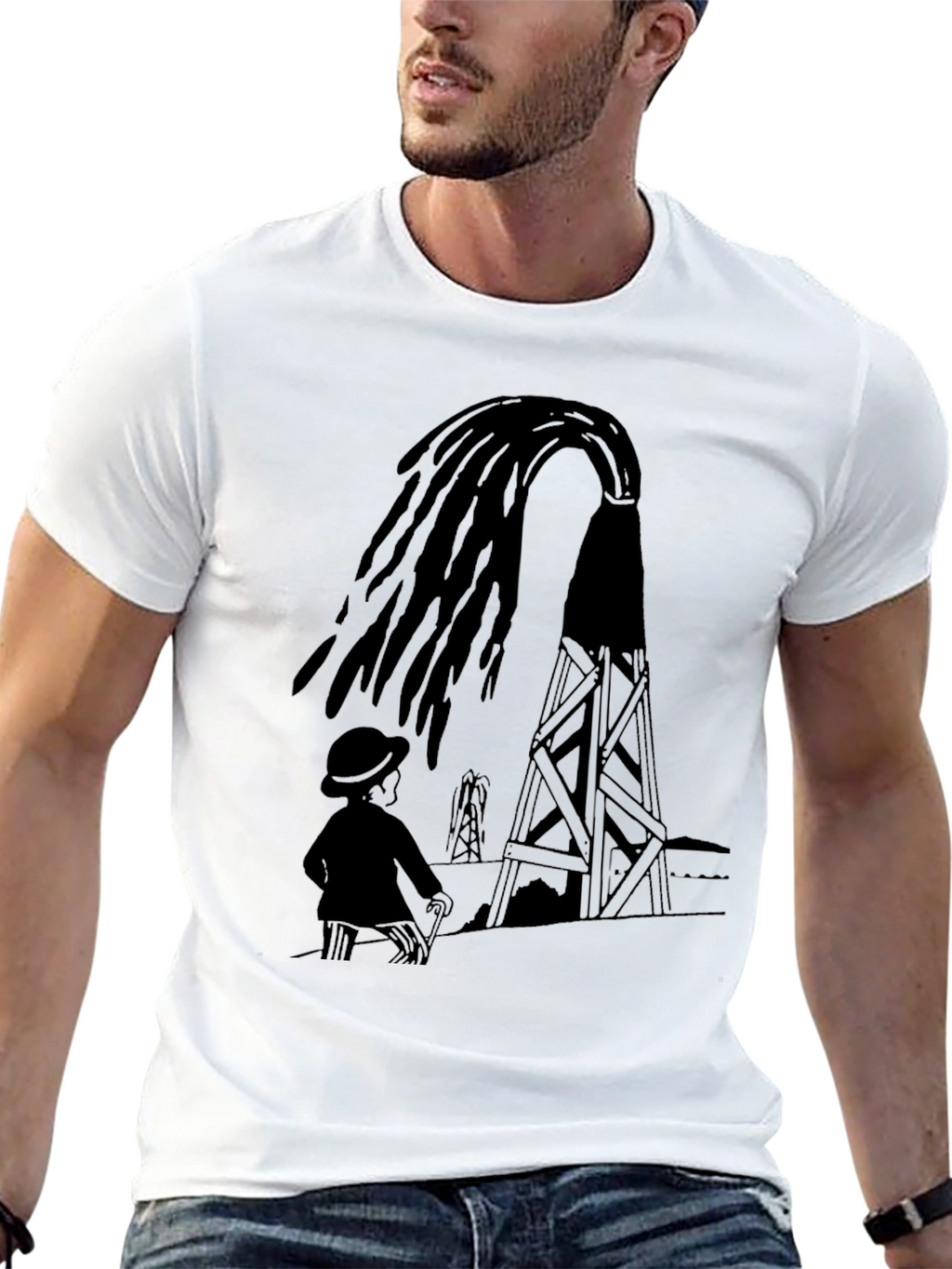 Oil Derrick Graphic Tee - Black