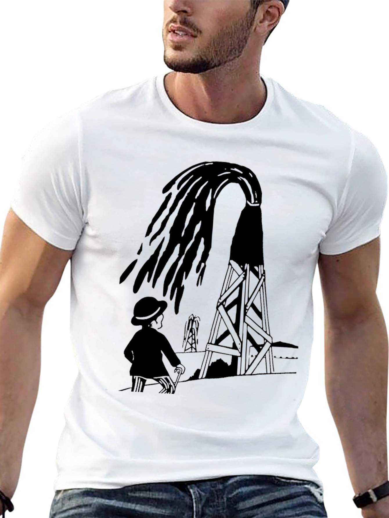 Oil Derrick Graphic Tee - Black