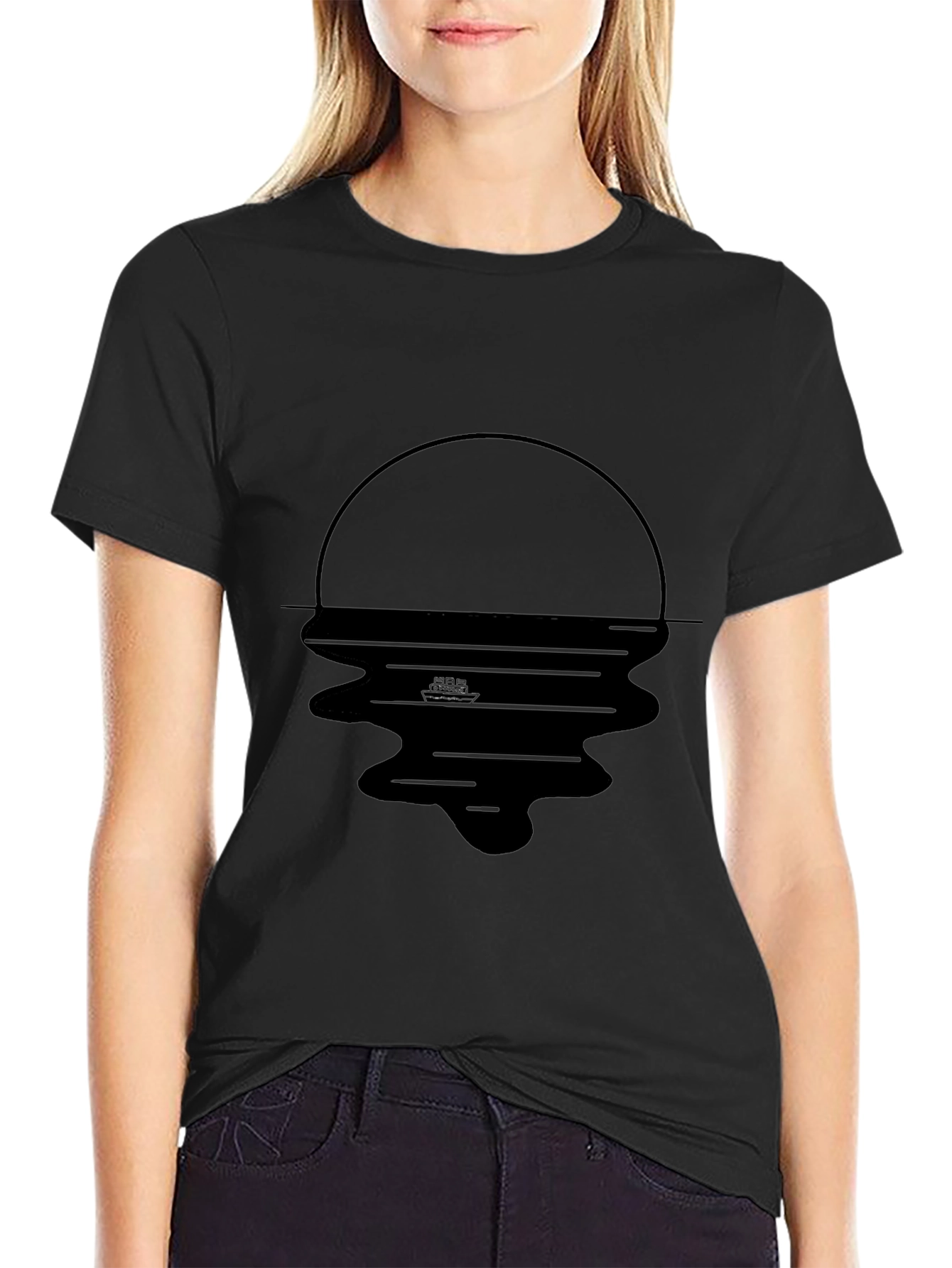 Black Graphic Tee - Sunset Reflection
