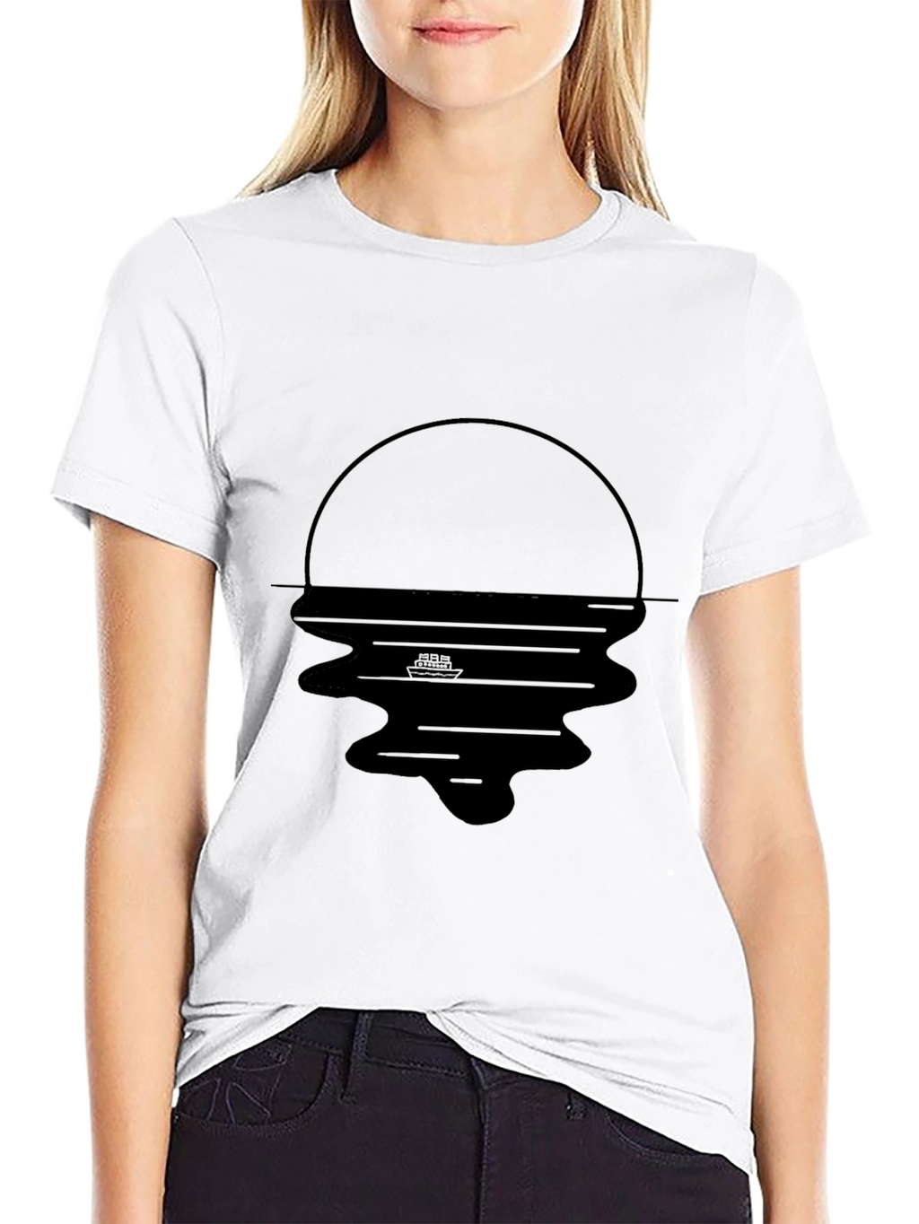 Black Graphic Tee - Sunset Reflection